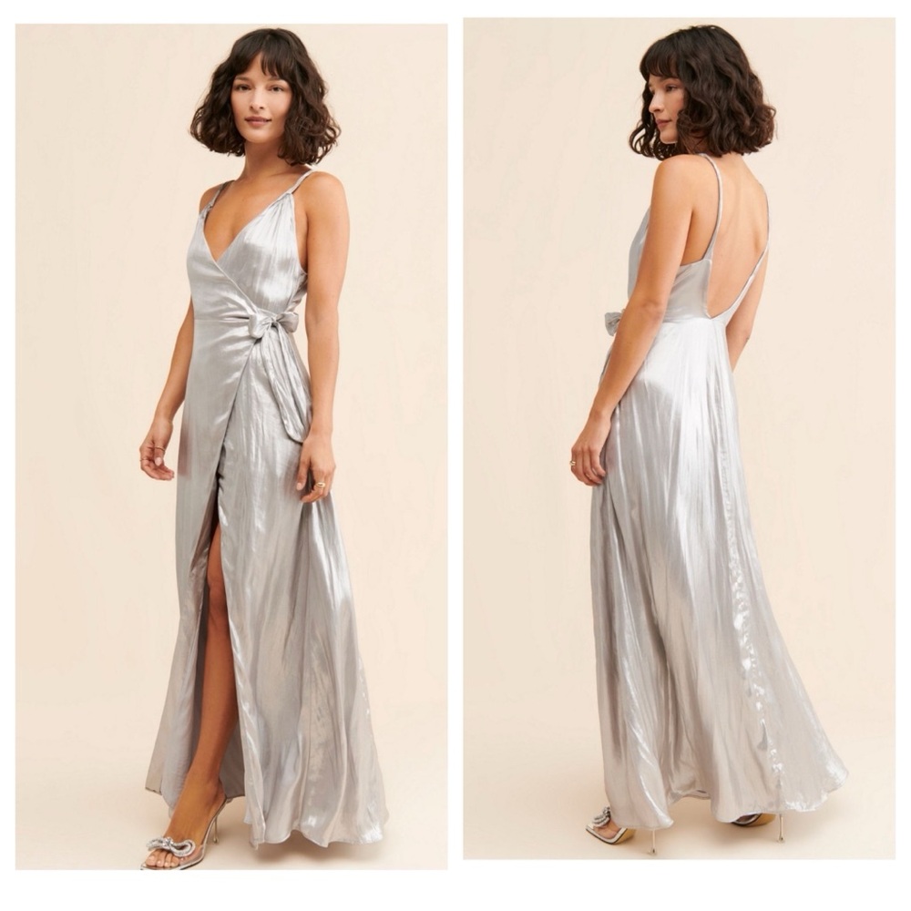 Free People Silver Metallic Maxi Dress